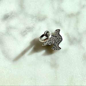 Pandora Dove Silver Charm w White Zirconia